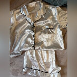 Satin Pajama Set in White